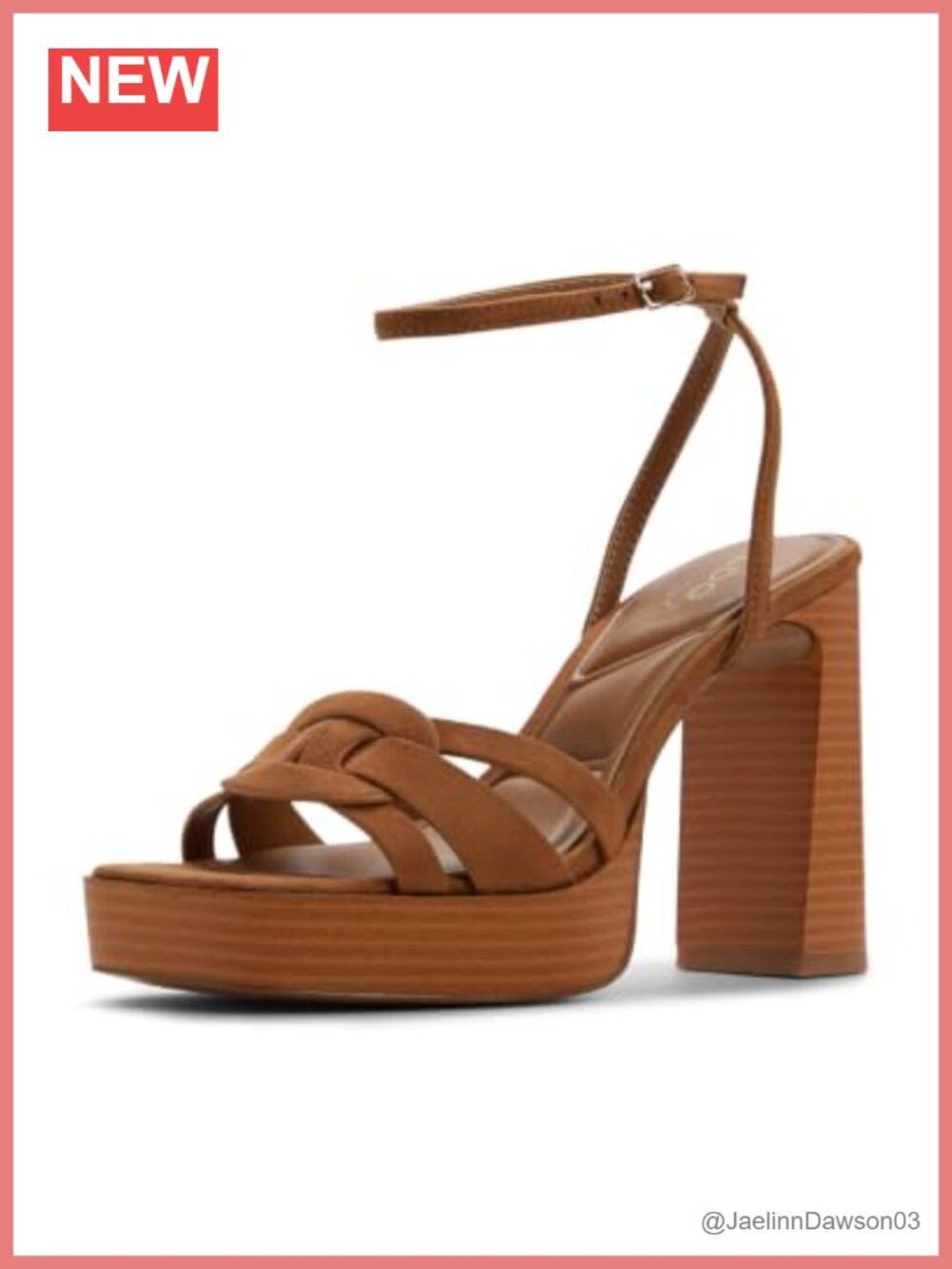 ALDO Beverlyanne Block Heel Sandals Women's Polyester Ankle Strap Square Toe